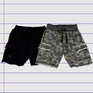 Set of 2 Kids Black and Camouflage Cargo Shorts Size 4 / 4T from Mish Boys